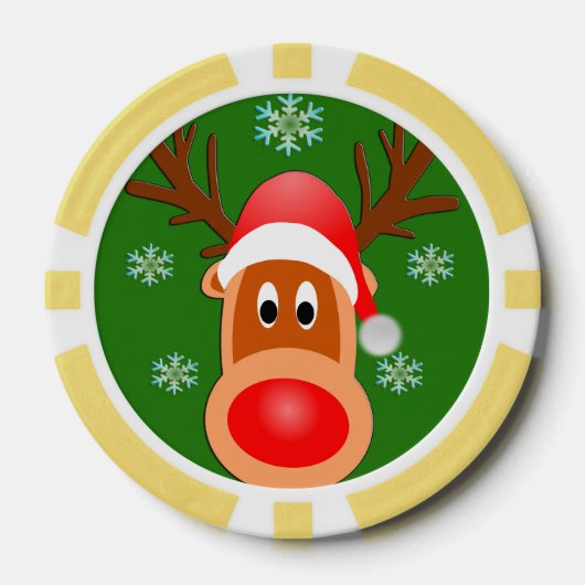 Vrolijk Kerst Schattige Herten Klei Poker Chips, G Pokerchips (Voorkant)