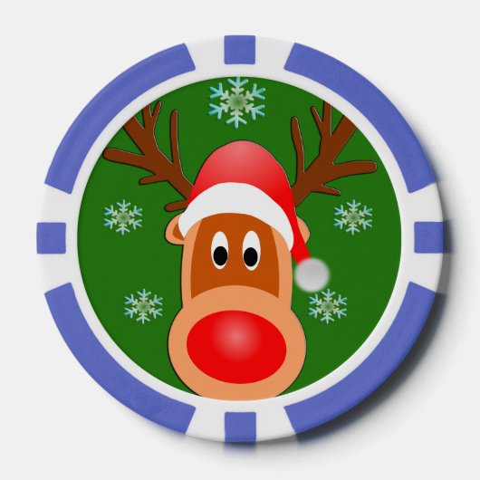 Vrolijk Kerst Schattige Herten Klei Poker Chips, P Chips (Voorkant)