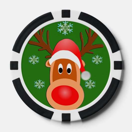 Vrolijk Kerst Schattige Herten Klei Poker Chips, Z Pokerchips (Voorkant)