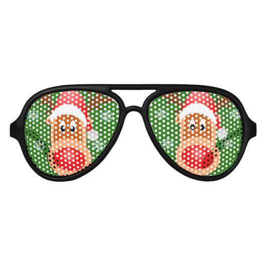 Vrolijk Kerst Schattige Herten Party Shades Zonneb Aviator Zonnebril (Voorkant)