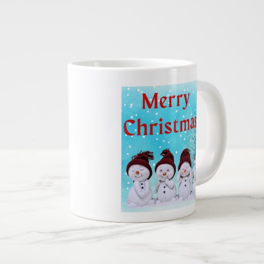 Vrolijk Kerst Schattige Kleine Sneeuwmannen Schatt Grote Koffiekop (Voorkant rechts)