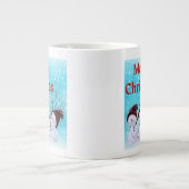 Vrolijk Kerst Schattige Kleine Sneeuwmannen Schatt Grote Koffiekop (Voorkant)