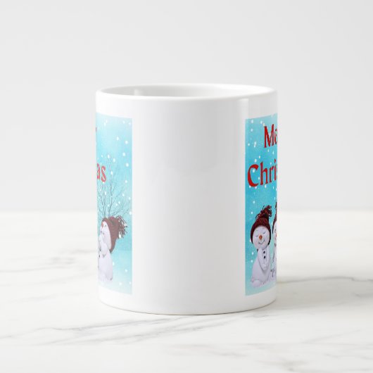 Vrolijk Kerst Schattige Kleine Sneeuwmannen Schatt Grote Koffiekop (Voorkant)