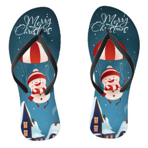 Vrolijk Kerst Schattige Modern Parachuting Sneeuwm Teenslippers