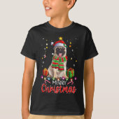 Vrolijk Kerst Schattige Pug Santa Hat Tree Lights  T-shirt (Voorkant)