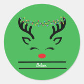 Vrolijk Kerst Schattige Rendier Face Classic Ronde Ronde Sticker (Voorkant)