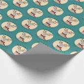 Vrolijk Kerst Schattige Rendier met Sjaal Cadeaupapier (Hoek)