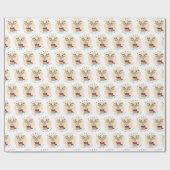 Vrolijk Kerst Schattige Rendier met Sjaal Cadeaupapier (Vlak)