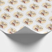Vrolijk Kerst Schattige Rendier met Sjaal Cadeaupapier (Hoek)