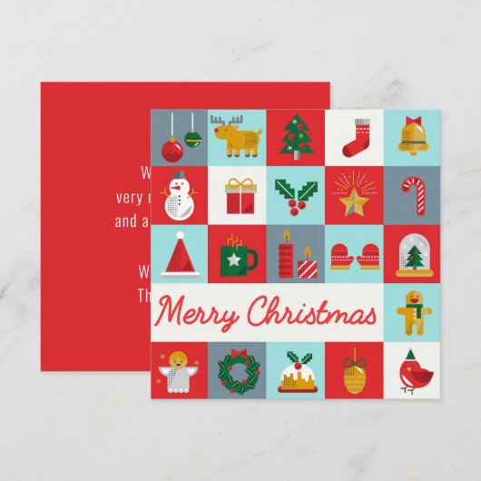 Vrolijk Kerst Schattige Retro Winter Kerst Iconen (Voorkant / Achterkant)