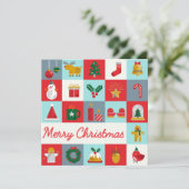 Vrolijk Kerst Schattige Retro Winter Kerst Iconen (Staand voorkant)