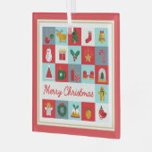 Vrolijk Kerst Schattige Retro Winter Kerst Iconen Glas Ornament (Voorkant links)