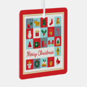 Vrolijk Kerst Schattige Retro Winter Kerst Iconen Metalen Ornament (Voorkant Rechts)