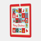 Vrolijk Kerst Schattige Retro Winter Kerst Iconen Metalen Ornament (Voorkant links)