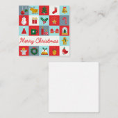 Vrolijk Kerst Schattige Retro Winter Kerst Iconen Notitiekaartje (Voorkant / Achterkant)