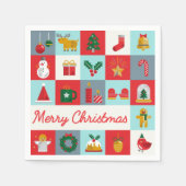 Vrolijk Kerst Schattige Retro Winter Kerst Iconen Servet (Voorkant)