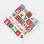 Vrolijk Kerst Schattige Retro Winter Kerst Iconen Servet (Hoek)