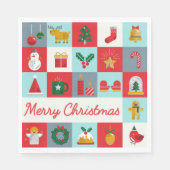 Vrolijk Kerst Schattige Retro Winter Kerst Iconen Servet (Voorkant)