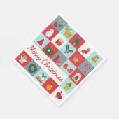 Vrolijk Kerst Schattige Retro Winter Kerst Iconen Servet (Hoek)