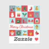 Vrolijk Kerst Schattige Retro Winter Kerst Iconen Sticker (Vel)