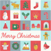 Vrolijk Kerst Schattige Retro Winter Kerst Iconen Sticker (Voorkant)