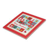 Vrolijk Kerst Schattige Retro Winter Kerst Iconen Tegeltje (Zijkant)