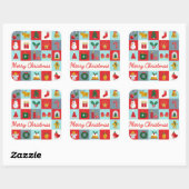 Vrolijk Kerst Schattige Retro Winter Kerst Iconen Vierkante Sticker (Vel)