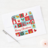 Vrolijk Kerst Schattige Retro Winter Kerst Iconen Vierkante Sticker (Envelop)