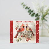 Vrolijk Kerst Schattige Waterverf Kardinaal Briefkaart (Staand voorkant)