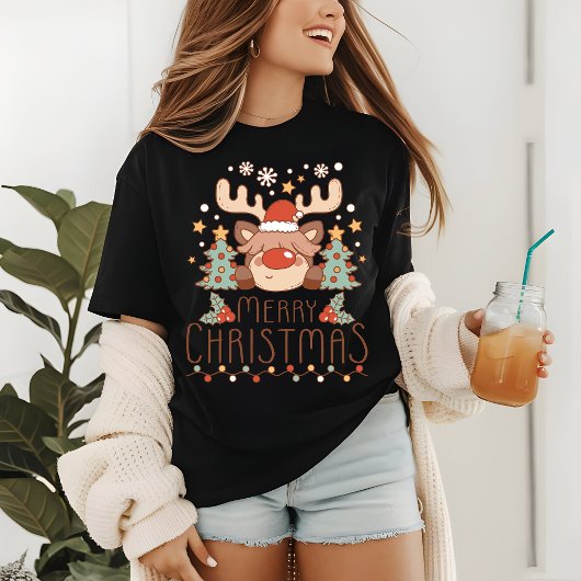 Vrolijk Kerst Schattige Whimsical Feestelijk Rendi Tri-Blend Shirt