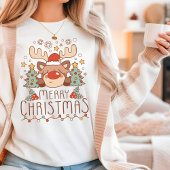 Vrolijk Kerst Schattige Whimsical Feestelijk Rendi Tri-Blend Shirt