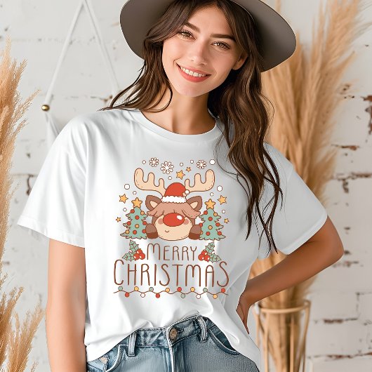 Vrolijk Kerst Schattige Whimsical Feestelijk Rendi Tri-Blend Shirt