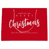 Vrolijk Kerst Schattige Whimsical Rode Sneeuwvlok Groot Cadeauzakje (Voorkant)