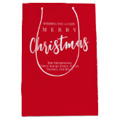 Vrolijk Kerst Schattige Whimsical Rode Sneeuwvlok Medium Cadeauzakje (Voorkant)