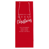 Vrolijk Kerst Schattige Whimsical Rode Sneeuwvlok Wijn Cadeautas (Achterkant)