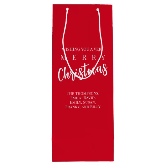 Vrolijk Kerst Schattige Whimsical Rode Sneeuwvlok Wijn Cadeautas (Achterkant)