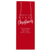 Vrolijk Kerst Schattige Whimsical Rode Sneeuwvlok Wijn Cadeautas (Voorkant)