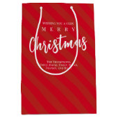 Vrolijk Kerst Schattige Whimsical Rood Gestreept P Medium Cadeauzakje (Voorkant)