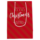 Vrolijk Kerst Schattige Whimsical Rood Gestreept P Medium Cadeauzakje (Achterkant)