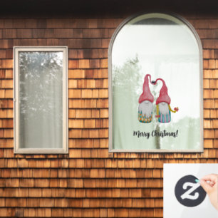 Vrolijk Kerst Schattige Winter Gnome In Liefde Raamsticker