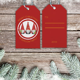 Vrolijk Kerst Schattigee Vakantie Gnomen Cadeaulabel