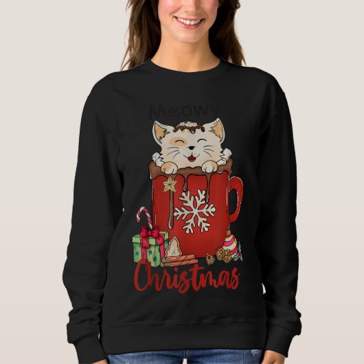 Vrolijk Kerst Shirt Kat Liefhebbers Xmas T-shirt S (Voorkant)