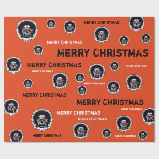 Vrolijk Kerst Sinaasappel Eyes Zombie 2 Cadeaupapier (Vlak)