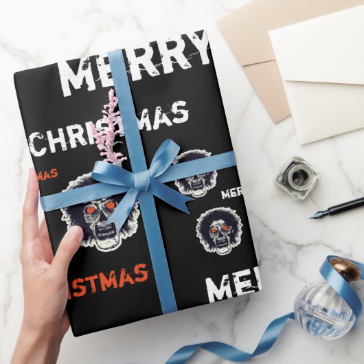 Vrolijk Kerst Sinaasappel Eyes Zombie Cadeaupapier (Geschenken)