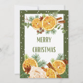 Vrolijk Kerst Sinaasappel Spice Cinnamon Feestdagenkaart (Voorkant)