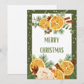 Vrolijk Kerst Sinaasappel Spice Cinnamon Feestdagenkaart (Voorkant / Achterkant)