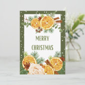 Vrolijk Kerst Sinaasappel Spice Cinnamon Feestdagenkaart (Staand voorkant)