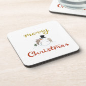 Vrolijk Kerst + Sneeuwman Design Bier Onderzetter (Linkerzijde)