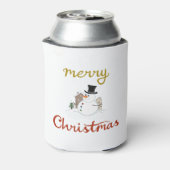 Vrolijk Kerst + Sneeuwman Design Blikjeskoeler (Blikje Achterkant)