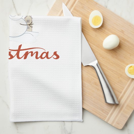 Vrolijk Kerst + Sneeuwman Design Theedoek (Quarter Fold)